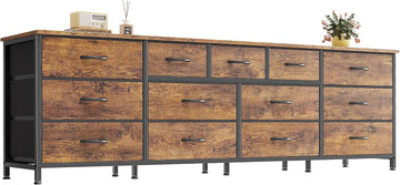 70 Inch Dresser , TV Stand for 65, 75, 80 Inch TV, 13 Fabric Drawer Long Dresser, Large Entertainment Center , Wide