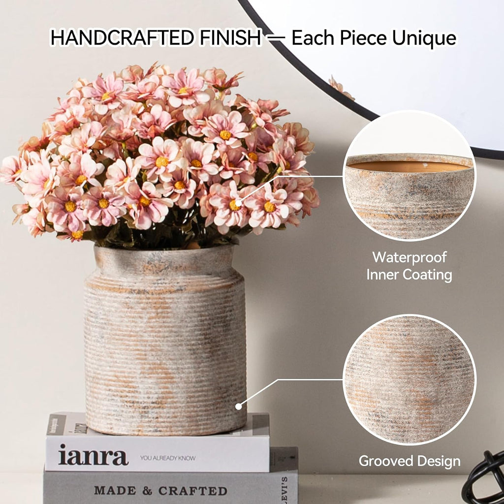 Ceramic Flower Vase 7.5 inch Farmhouse Rustic Vase