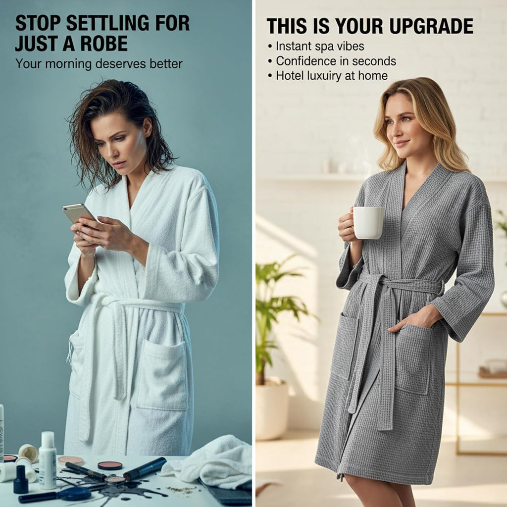 Women's Lightweight Waffle Spa Robes - Soft Cotton Knee Length Bathrobe, Personalized Bridesmaids Robe