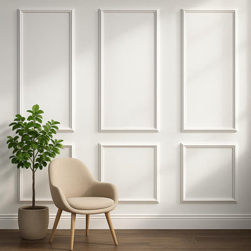 Set of 3 Peel and Stick Wall Molding Kit, Pre Cut Wainscoting Panels