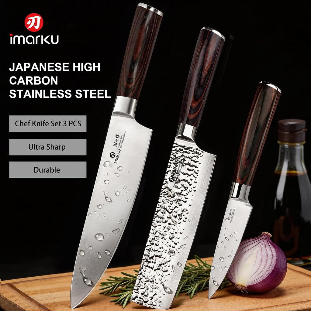 3 Pieces Knife set, Japanese HC Stainless Steel Kitchen Knife Set, Professional Chef Knife Set With Ergonomic