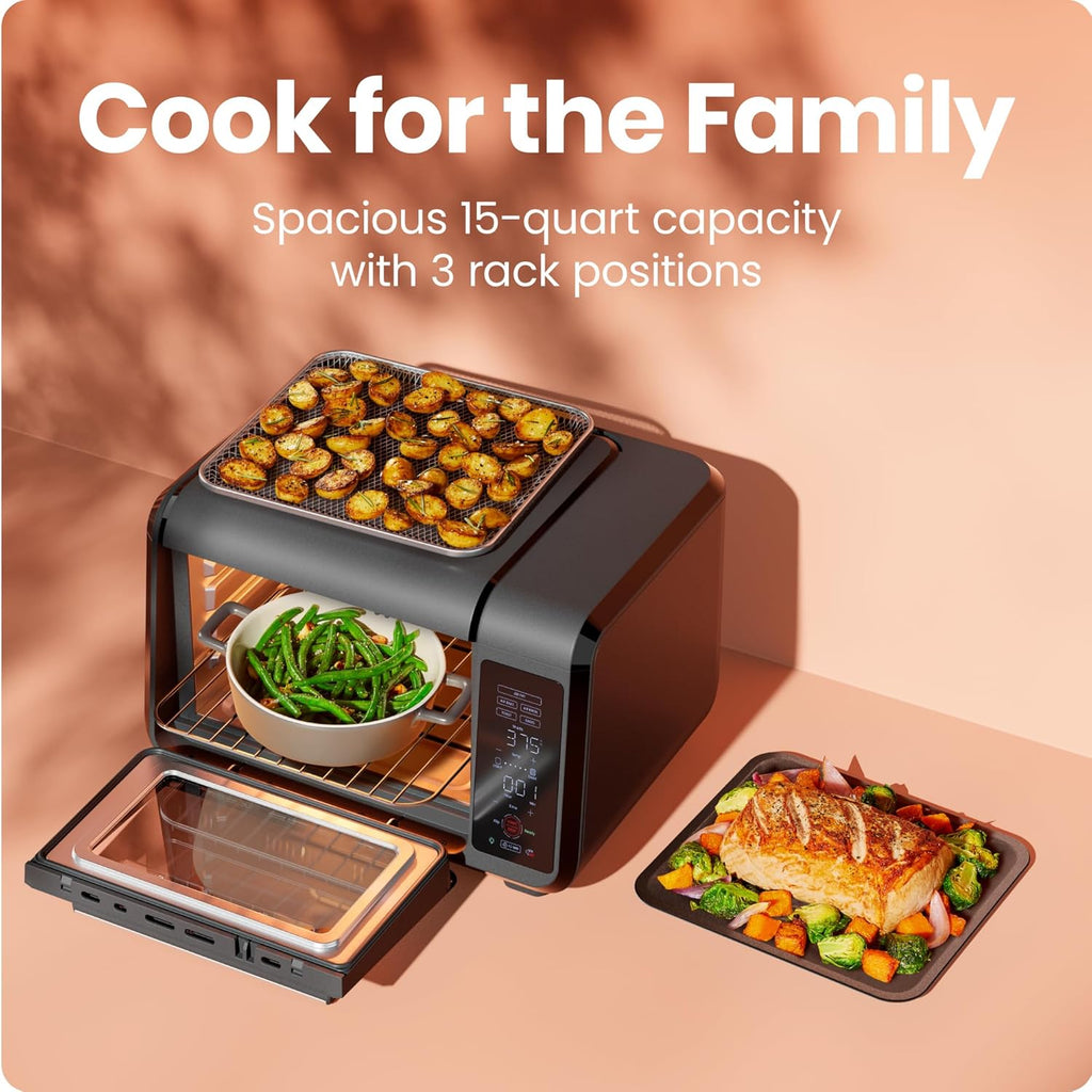 Air Fryer Toaster Oven Combo, Countertop Oven for Quick & Healthy Meals, Bake, Broil, Air Fry, Toast, and Bagel