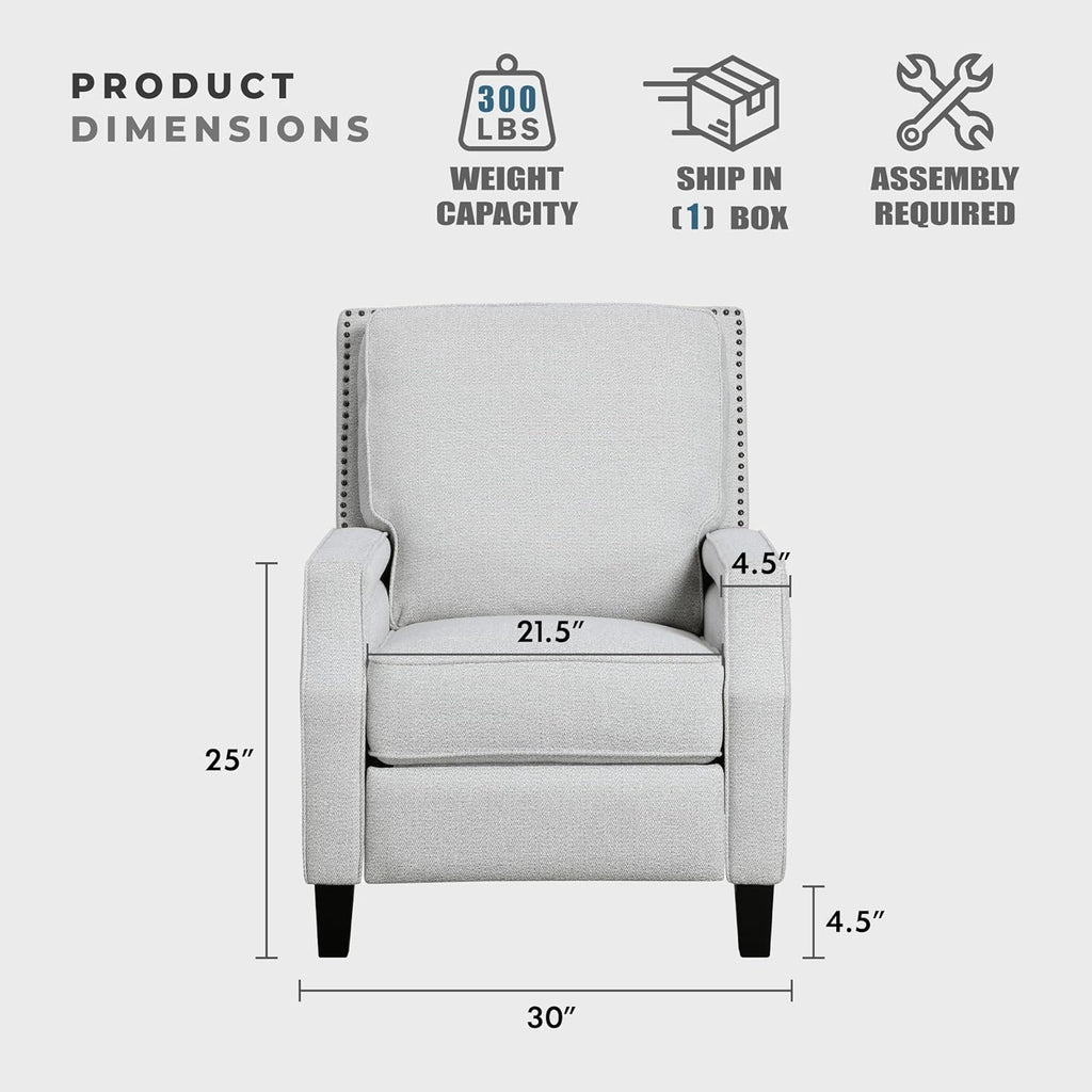 Push Back Recliner Chair, Reclining Sofa Armchair, Modern Recliner Sofa Chair with Footrest, Chenille Fabric Recliner