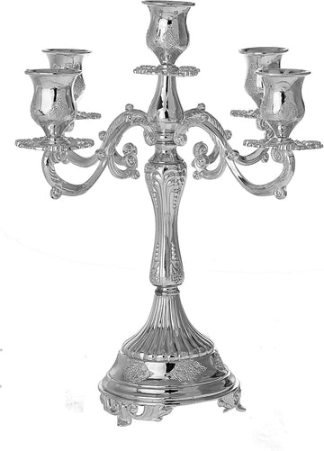 Silver Plated Candelabra with 5 Light Candle Holders Lacquered