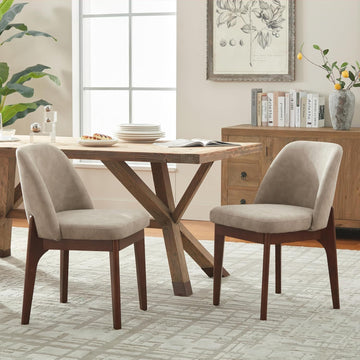 Modern Dining Chairs Set of 2, Faux Leather Kitchen Chairs with Wood Legs
