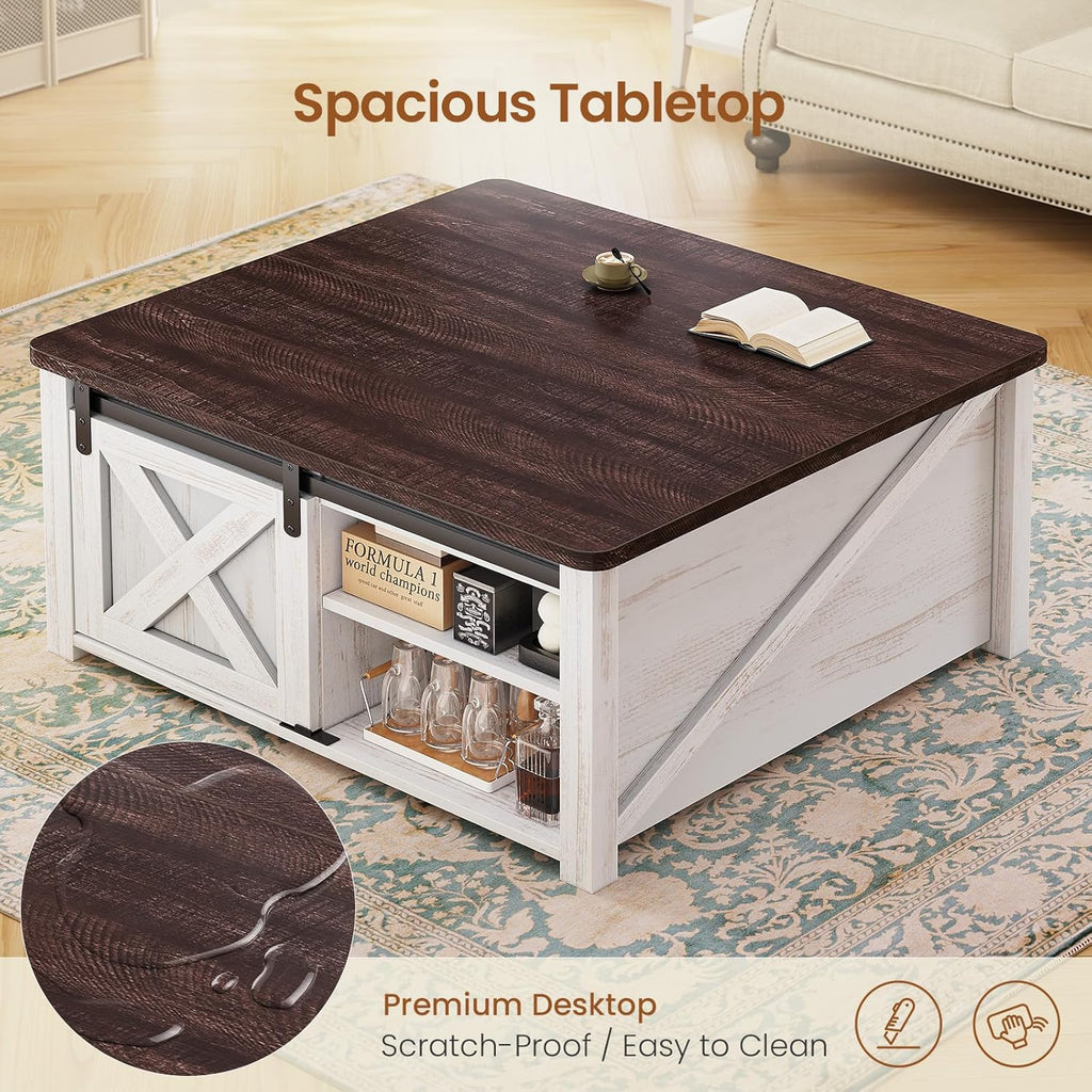 31.5" Lift Top Coffee Table with Storage, Square Coffee Tables