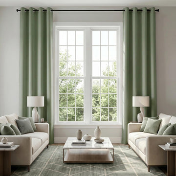 Retro Vintage Curtains, Green Farmhouse Blackout Elegant Curtains & Drapes