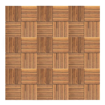 36Pcs 12x12 Inch Hardwood Interlocking Deck Tiles, All-Weather Waterproof Outdoor Flooring for Patio, Sun Terrace &