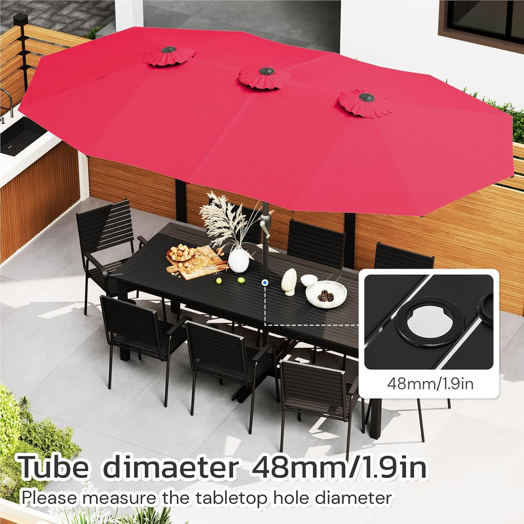 15x9ft Large Patio Umbrella, Outdoor Double-Sided Rectangle Umbrella with Crank Handle