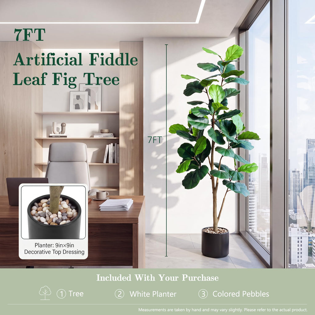 Artificial Fiddle Fig Tree 7FT with Tall Exquisite Planter