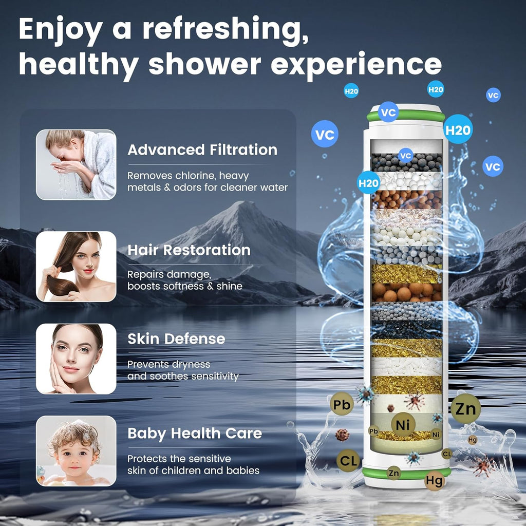 Filtered Shower Head with Handheld, High Pressure 4 Spray Mode Showerhead with Filters