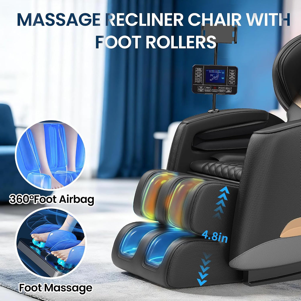 Massage Chair Full Body, Zero Gravity Massage Chair with 10 Fix Rollers, Massage Chairs Recliner with Heating