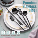 Matte Black Silverware Set for 6,Modern Stainless Steel Brushed Cutlery Set,30-Pieces Heavy Duty Flatware Set