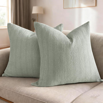 26x26 Pillow Covers Boho Euro Shams Set of 2 Decorative Throw Pillow Covers Cotton Large Square Pillowcase, Sage Green