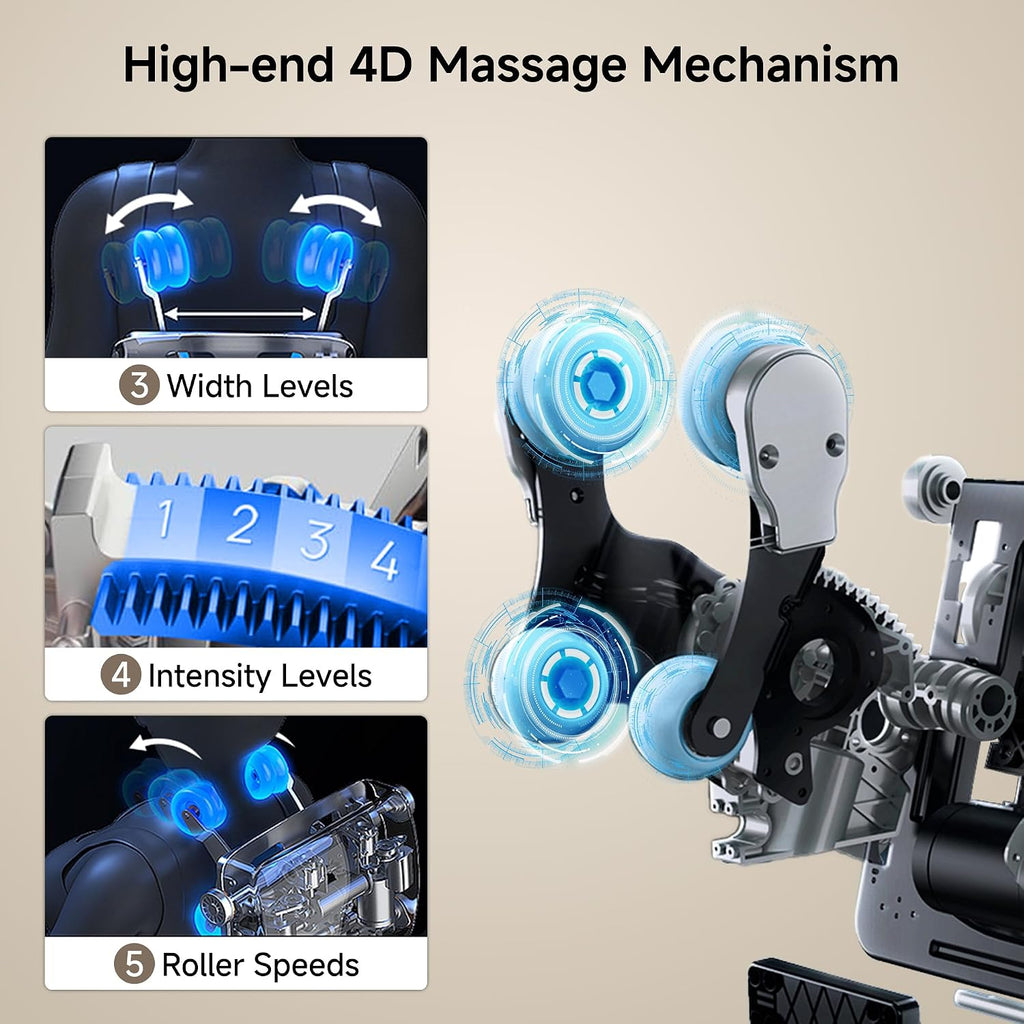4D Massage Chair Full Body Zero Gravity SL Track Recliner | 20 Auto Modes, 6 Massage Technique, Backlit Toch Pad