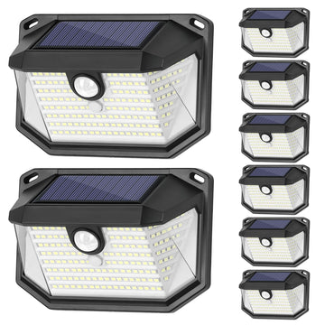 Solar Outdoor Lights, 8-Pack Super Bright 178 LEDs Motion Sensor Wall Light with 270° Wide Angle & 3 Modes