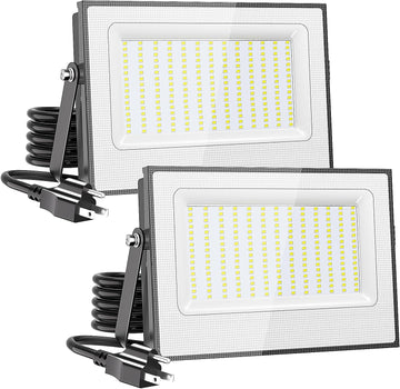 200W Flood Lights Outdoor,19000lm Bright LED Work Light with Plug,Daylight White LED Flood Lighting,IP66 Waterproof