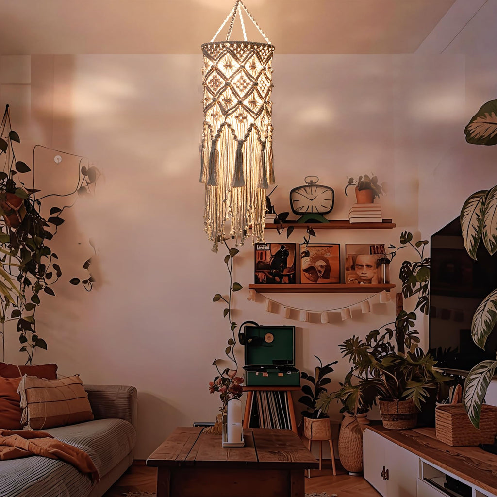 Boho Hanging Lamp, Plug in Hanging Light with Plug in Cord(9.8FT)