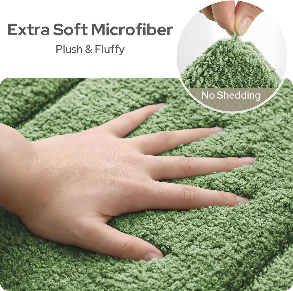 Bathroom Rugs Sets 2 Piece, Extra Soft and Absorbent Microfiber Plush Bath Mat with Non Slip Backing(Sage Green)