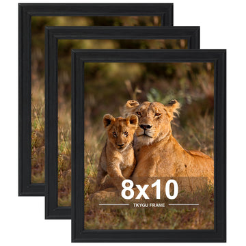 8x10 Picture Frame set of 3, Modern Style Woode Frame black 8 by 10 Wall Gallery Poster Photo Frame, Table Top or Wall