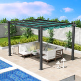 Morgan Outdoor Retractable Pergola with Sun Shade Canopy Patio Aluminum Pergola Shelter for Backyard Deck Garden