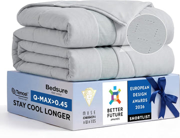 CoolOxy Cooling Comforter Queen - 4X Breathable & Q-Max>0.45 Summer Comforter, Cooling Blankets for Hot Sleepers