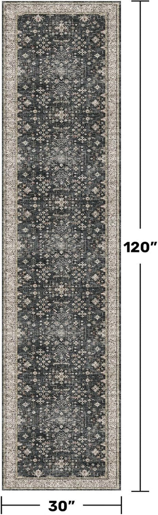 Black Washable 10ft Long Runners for Hallways, 2'6"x10' Wide Kitchen Runner Rug, Entryway Indoor Rug, Non Slip Rubber