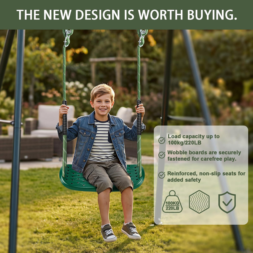 Garden Swing Non-Slip Tree Swing Seat Set with Adjustable Rope and Carabiners Outdoor Adult Swing Playground Swing