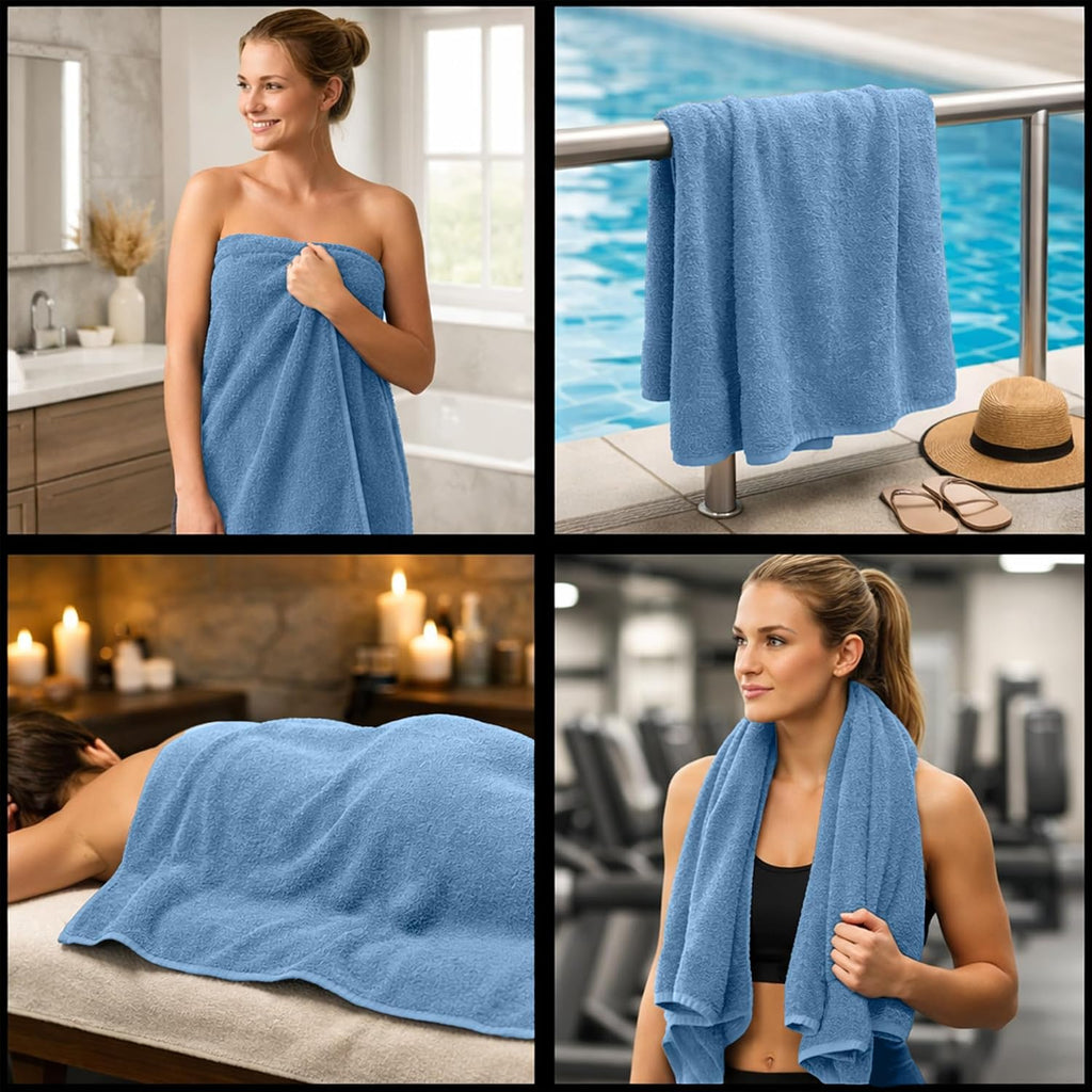 Pack of 1 Jumbo Bath Sheet 40 x 80 Inches 100% Cotton Oversized Bath Towel , Extra Large & Lightweight, Soft &