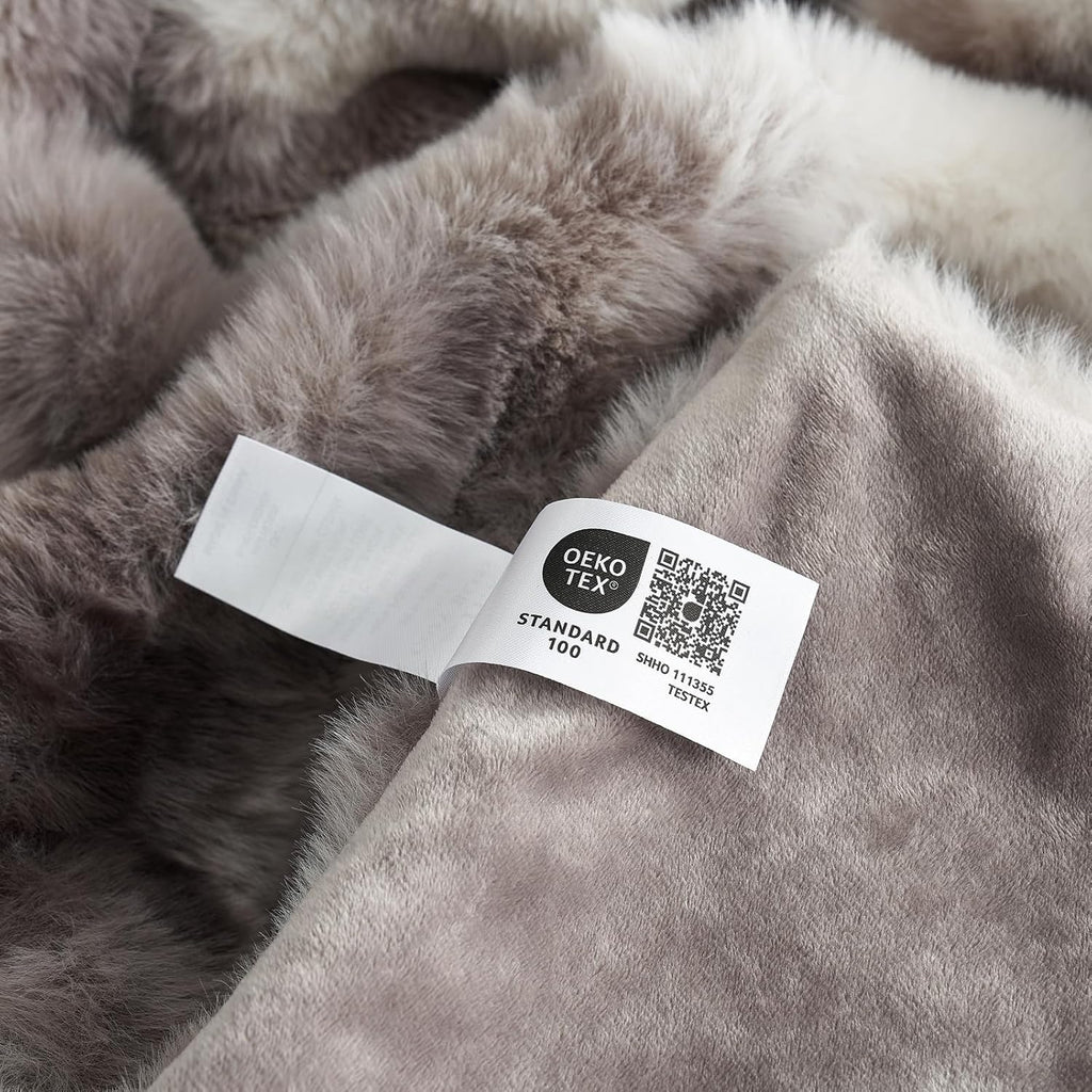 Faux Fur Throw Blanket, Fuzzy Soft Plush Thick Bubble Blanket, 50 * 60 Inches Tie-dye Taupe