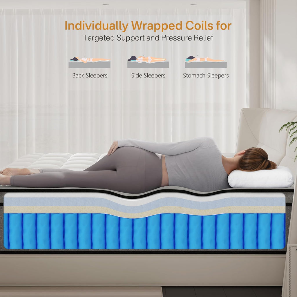 California King Mattress, Hybrid 12 Inch Cal King Mattress in a Box | 2026 Upgraded Cooling Gel Memory Foam, Zoned