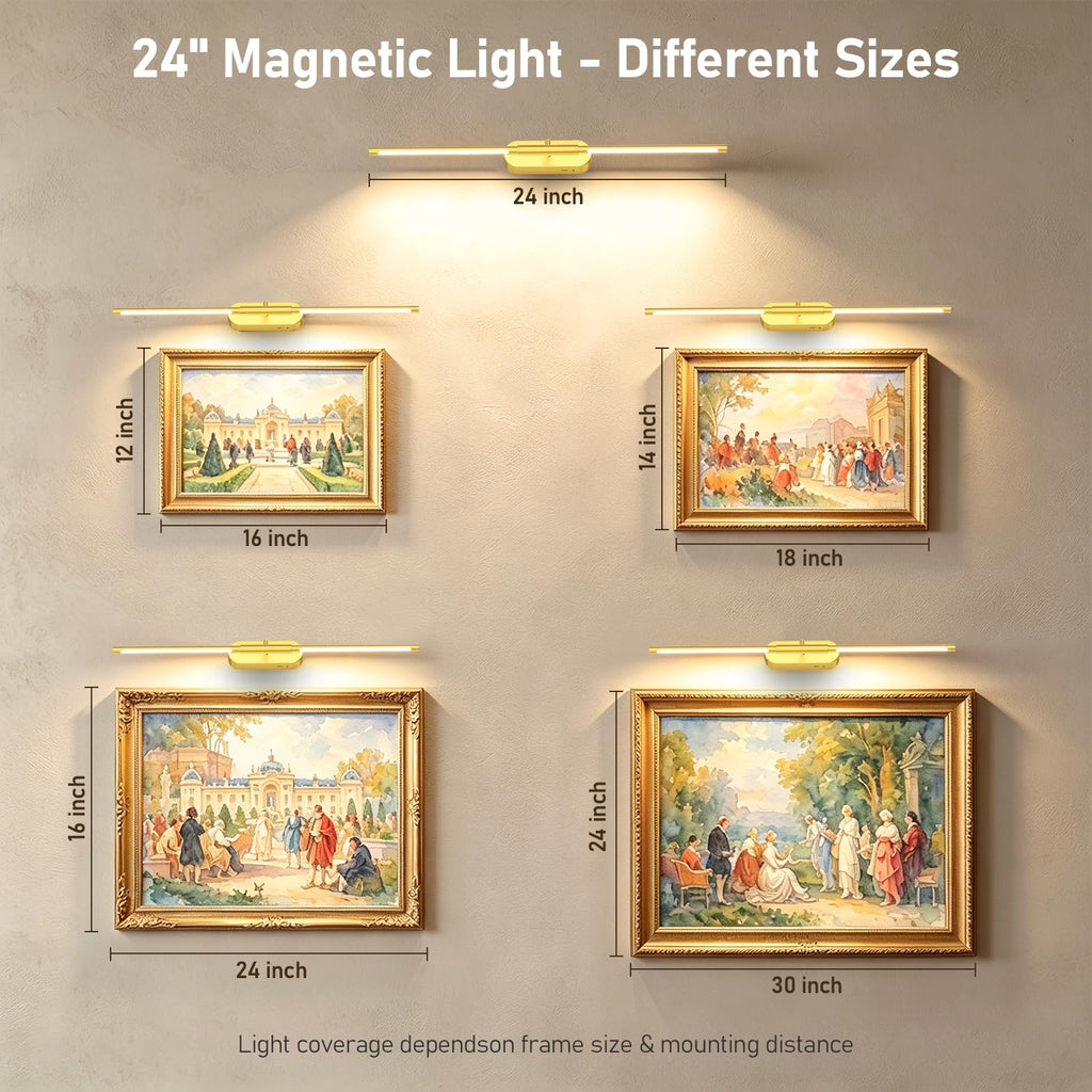 24" Wireless Picture Lights for Wall, Rechargeable Art Light