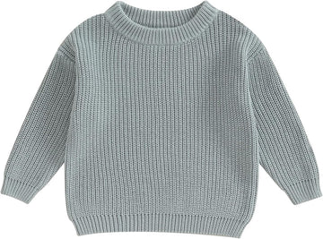 Baby Girl Boy Toddler Knit Sweater Cute Round Neck Long Sleeve Blouse Pullover Oversized Sweatshirt Warm Kids Tops