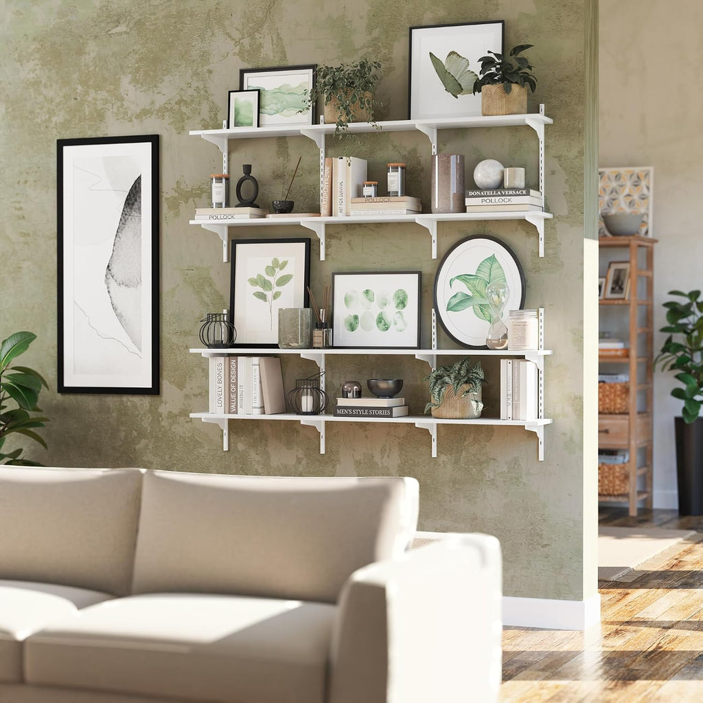 Turin 60 inch x 8 in Floating Shelves for Wall Decor, Floating Book Shelf , Wall Shelves with Adjustable Standard