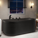 67 in. x 32 in. Freestanding Flat-Bottom Bathtub | Half-Oval Shaped Stone Resin Deep Soaking Free Standing Tub with