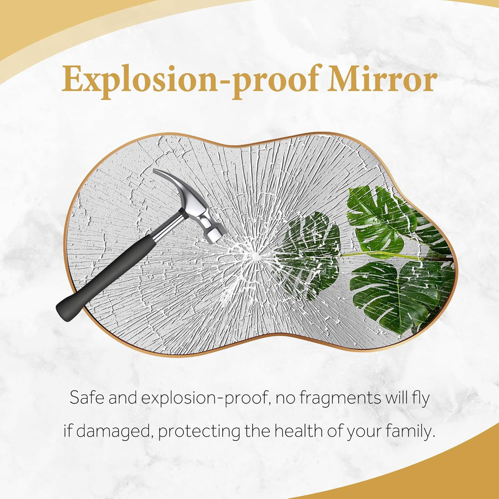 Irregular Wall Mirror - Wall Mirrors Decorative 20"x36" Gold Asymmetrical Mirror Tempered Glass Aviation Aluminum