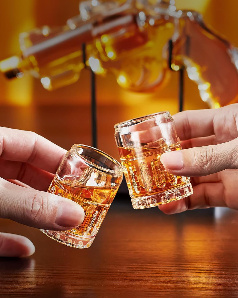 Birthday Gifts for Men Dad, Gun Whiskey Decanter Set with Shot Glass, Cool Anniversary Ideas for Him Husband Brother