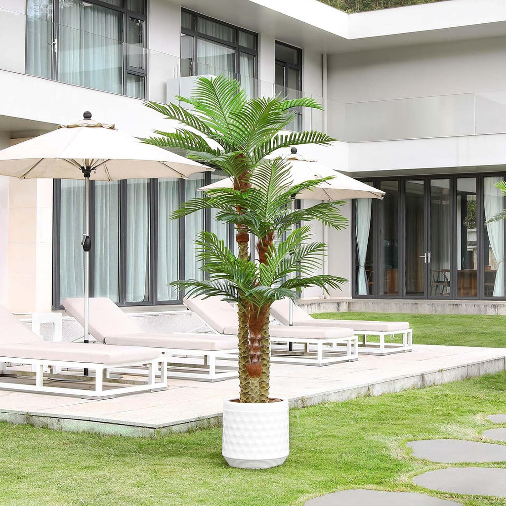 8ft Artificial Golden Cane Palm Tree, UV Resistant