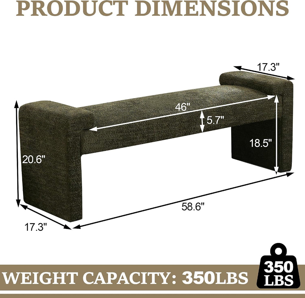 58.7" End of Bed Bench Upholstered Modern Bedroom Bench , Easy Assembly, Footrest Ottoman Accent Window Bench with