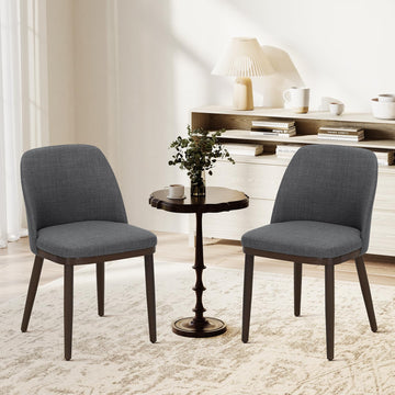 Upholstered Dining Chairs Set of 2, Modern Kitchen Chairs with Back, Fabric Side Chair with Wood Legs Restaurant