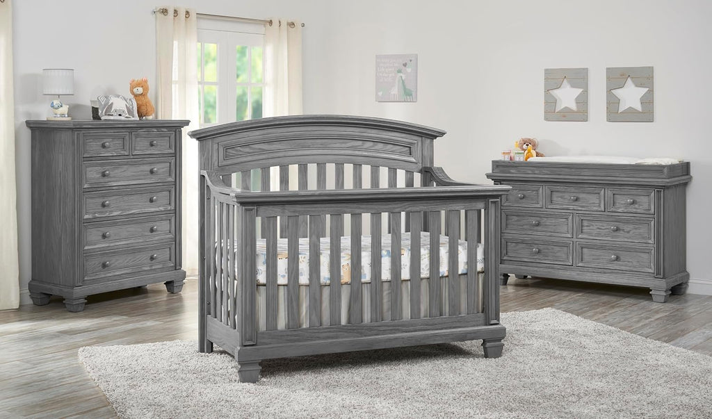 4 in 1 Convertible Crib, Brushed Gray