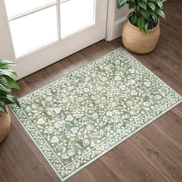 Vintage Washable Entryway Rug 2x3 Small Area Rug Non Slip Door Mat