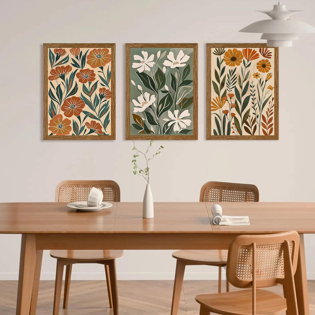 3 Pieces Boho Floral Decor Flower Market Wall Art, 12x16 Inch - Set of 3