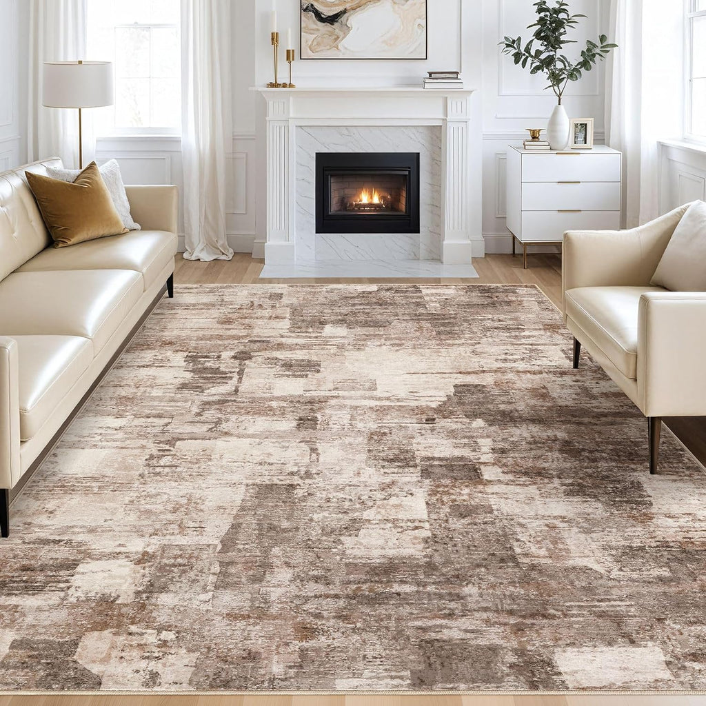 Abstract Living Room Rug 8x10 - Modern Washable Soft Thin Area Rug for Living Room Bedroom Under Dining Table