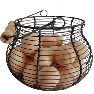 Farmhouse Wire Egg Baskets for Gathering Fresh Egg With Handle