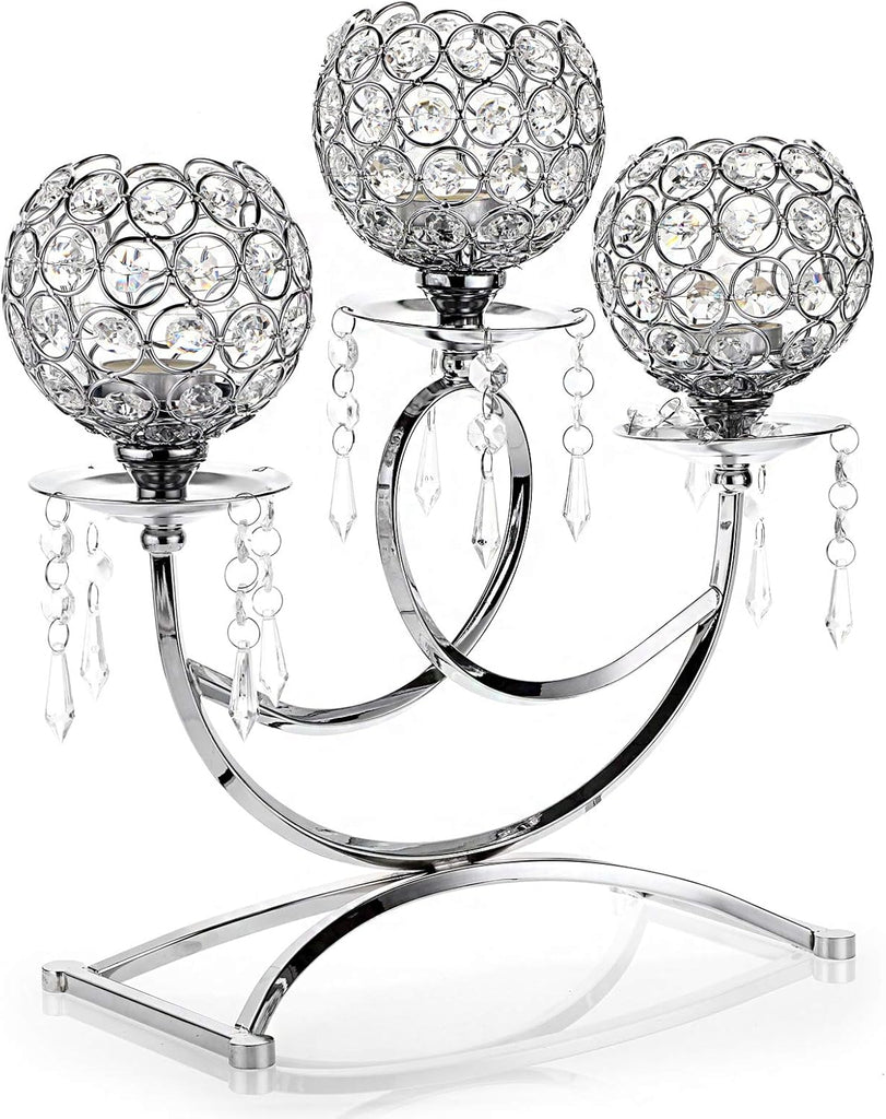 3 Arms Crystal Candle Holders Bowls Tealight Candelabras Candlestick Candle Stand OrnamentsHome Decoration