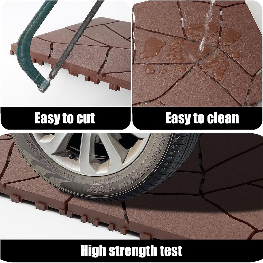 Interlocking Deck Tiles, Patio Deck Tiles, 12"x12" Stone Style, 44 Pack Deck Tiles Interlocking Outdoor All Weather