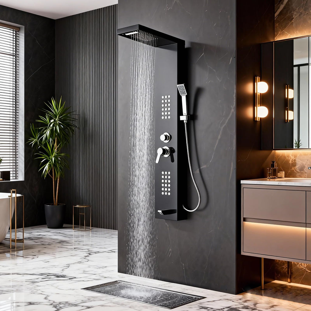 Shower Panel Tower System 5-in-1 Shower Panel - Brushed Black