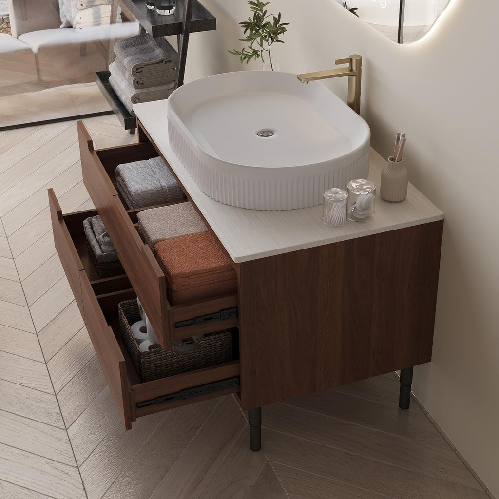 36" Bathroom Vanity with Sink & Countertop - Freestanding Modern Vanity Cabinet