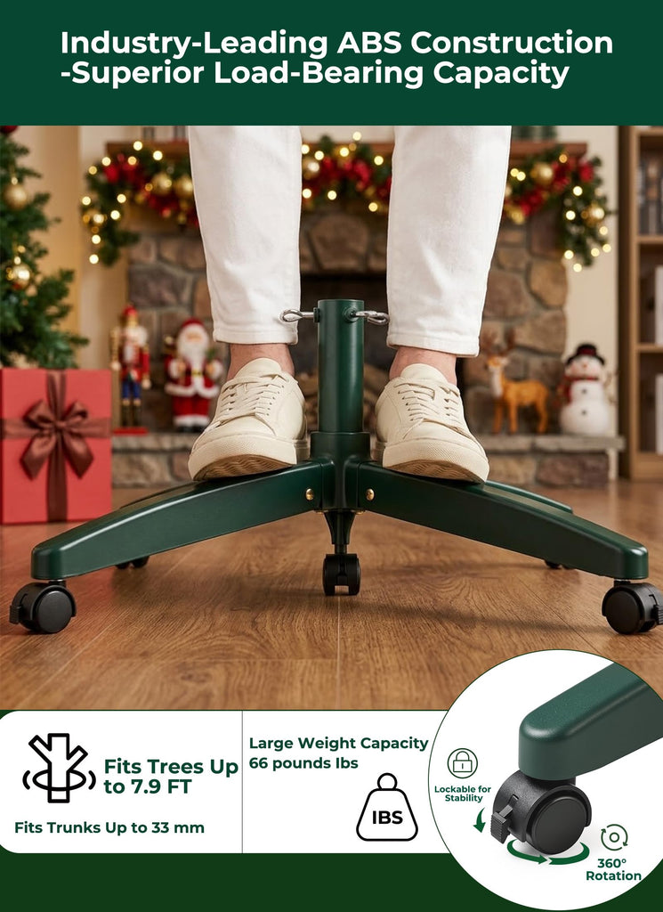 Rolling Christmas Tree Stand, Folding Base for Artificial Trees